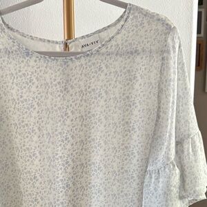 Ava & Viv Light Blue Patterned Blouse